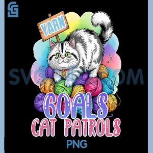 Yarn Cat PNG, Cute Cat Patrols Knitting Clipart Digital Art PNG