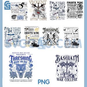 Fourth Wing PNG Bundle, Basgiath War College Threshing Ride or Die Art PNG Bundle