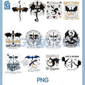 Basgiath War College PNG Bundle, Onyx Storm Dragon Fantasy Design PNG Bundle