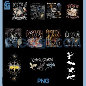 Fourth Wing Onyx Storm PNG Bundle, Basgiath War College Dragon Designs PNG Bundle