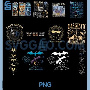 Wingleader PNG Bundle, Fourth Wing Dragon Rider Fantasy Designs Set PNG Bundle