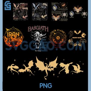 Fourth Wing PNG Bundle, Iron Flame Onyx Storm Basgiath Dragon Art PNG Bundle