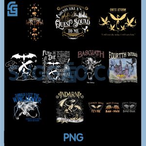 Fourth Wing Quest Squad PNG Bundle, Basgiath Riders College Fantasy Design Bundle PNG