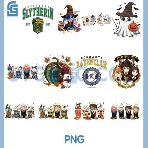 Harry Potter Cup Characters PNG Bundle, Cute Wizard Coffee Art Bundle PNG