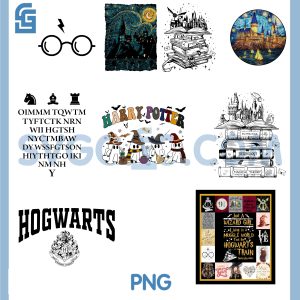 Hogwarts Castle Night Scene PNG Bundle, Harry Potter Wizarding World Art PNG Bundle