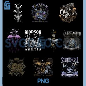 Quest Squad Ridocs Version Emblem PNG Bundle, Fourth Wing Fantasy Badge PNG Bundle