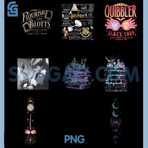 Harry Potter Quotes Typography Art PNG Bundle, Hogwarts Spell Collage Design PNG Bundle