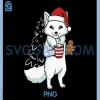 Arctic Fox PNG, Santa Hat Christmas PNG