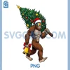 Bigfoot Carrying Christmas PNG, Tree Xmas Funny PNG, Sasquatch Santa PNG