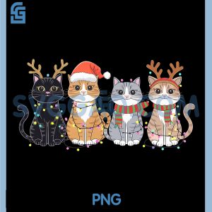 Black Cat Christmas PNG, Santa Hat PNG, Funny Meowy Cat PNG