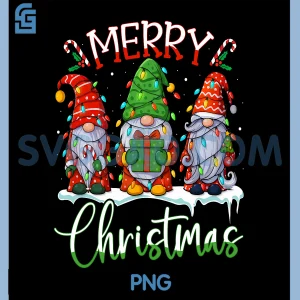 Cute Gnomes Merry Christmas PNG, Light Family Gnome Xmas Matching PNG