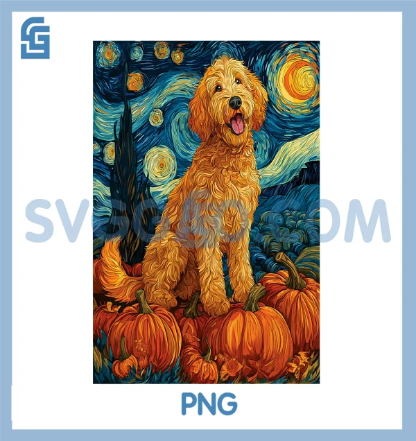 Cute Goldendoodle PNG, Fall Autumn Doodle Dog PNG – SVGGAO