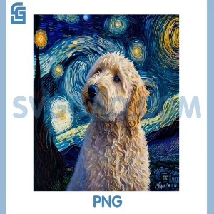 Cute Goldendoodle PNG, Van Gogh PNG