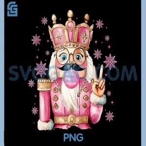 Cute Pink Nutcracker PNG, Blowing Bubble Christmas Girly PNG