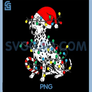 Dalmatian Dog Christmas PNG, Lights Santa Xmas PNG, Pet Dog Lover PNG