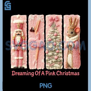 Dreaming of A Pink Christmas PNG, Faux Latch Hook Yarn Crochet PNG