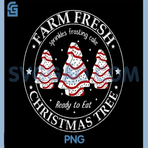 Farm Fresh Christmas Tree PNG, Xmas Cake Holiday Family Matching PNG