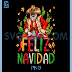 Feliz Navidad PNG, Mexican Afro Santa PNG, Cactus Christmas PNG