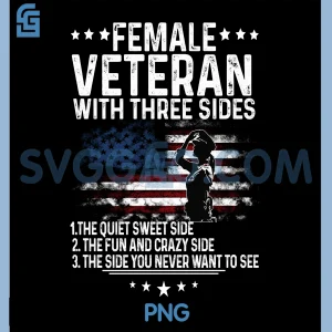 Female Veteran with Three Sides PNG, Veteran Honor & Proud PNG
