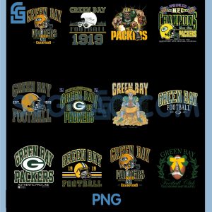 Green Bay Football 1919 Helmet PNG Bundle, Packers Retro Sports Typography PNG Bundle