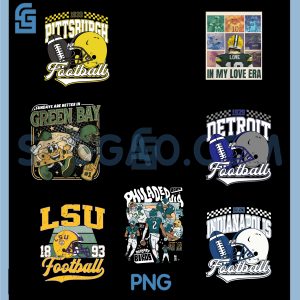 Detroit Football Retro Helmet Art PNG Bundle, Vintage Game Day Graphic PNG Bundle