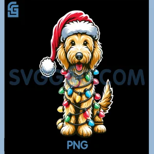 Golden Doodle Christmas Tree PNG, Xmas Dog Goldendoodle PNG