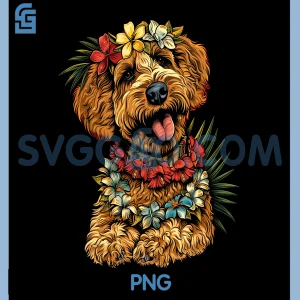 Goldendoodle Hawaiian PNG, Flowers Hibiscus Funny Doodle PNG