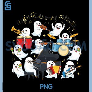 Halloween Music Teacher Ghost PNG, Playing Musical Instruments PNG