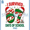 I Survived 67 Days of School PNG, Christmas Candy Cane Six Seven PNG