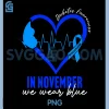in November We Wear Blue PNG, Diabetes Awareness Heart Ribbon PNG