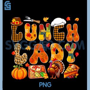 Lunch Lady Thanksgiving PNG, Turkey Leopard Fall Leaves Job Team PNG