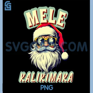 Mele Kalikimaka PNG, Santa with Sunglasses Beach Vibes Design PNG