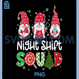 Night Shift Squad PNG, Gnome Nurse Stethoscope PNG, Christmas Pine PNG
