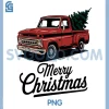 Red Pickup Truck Christmas PNG, Tree Vintage Christmas PNG