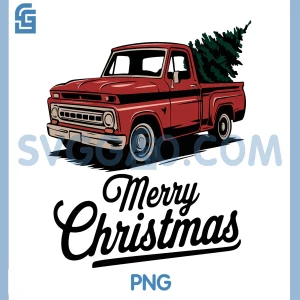 Red Pickup Truck Christmas PNG, Tree Vintage Christmas PNG