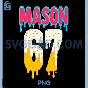 Baseball 6 7 Ice Cream Drip PNG, Number 67 Funny Six Seven Meme PNG