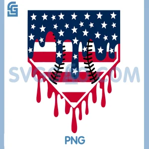 Baseball Drip Ice Cream PNG, Patriotic American Flag 4th July PNG