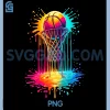 Basketball Hoop Drip PNG, Colorful Splash PNG