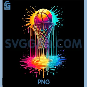 Basketball Hoop Drip PNG, Colorful Splash PNG