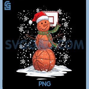 Christmas Basketball PNG, Funny Snowman Hoop Design PNG