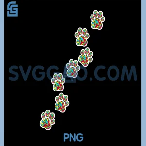 Pet Paw Trail PNG, Colorful Dotty Paw Prints Art PNG