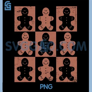 Vintage Gingerbread PNG, Retro Checkered Gingerbread Man PNG