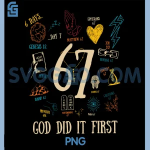 Vintage God Did It First PNG, 67 Six Seven Meme PNG, Christian Bible PNG