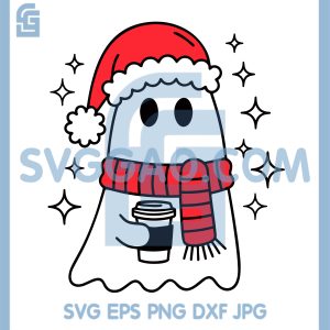 Cute Christmas Ghost SVG, Holiday Coffee Ghost SVG