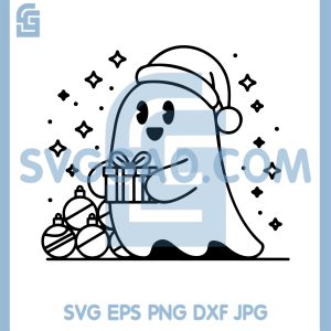 Christmas Present Ghost SVG, Cute Festive Ghost SVG