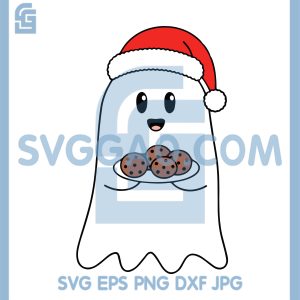 Christmas Ghost Holding Cookies SVG, Cute Xmas SVG