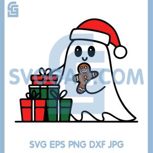Christmas Ghost with Gifts SVG, Cute Gingerbread Ghost SVG