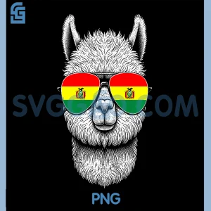 Bolivian Flag PNG, Funny Bolivia Alpaca Sunglasses PNG
