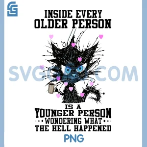 Funny Grumpy Cat Older Person Quote PNG, Inside Every Older Person PNG