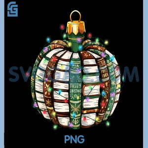 Christmas Book Ornament Books PNG, Reading Xmas PNG, Teacher Librarian PNG